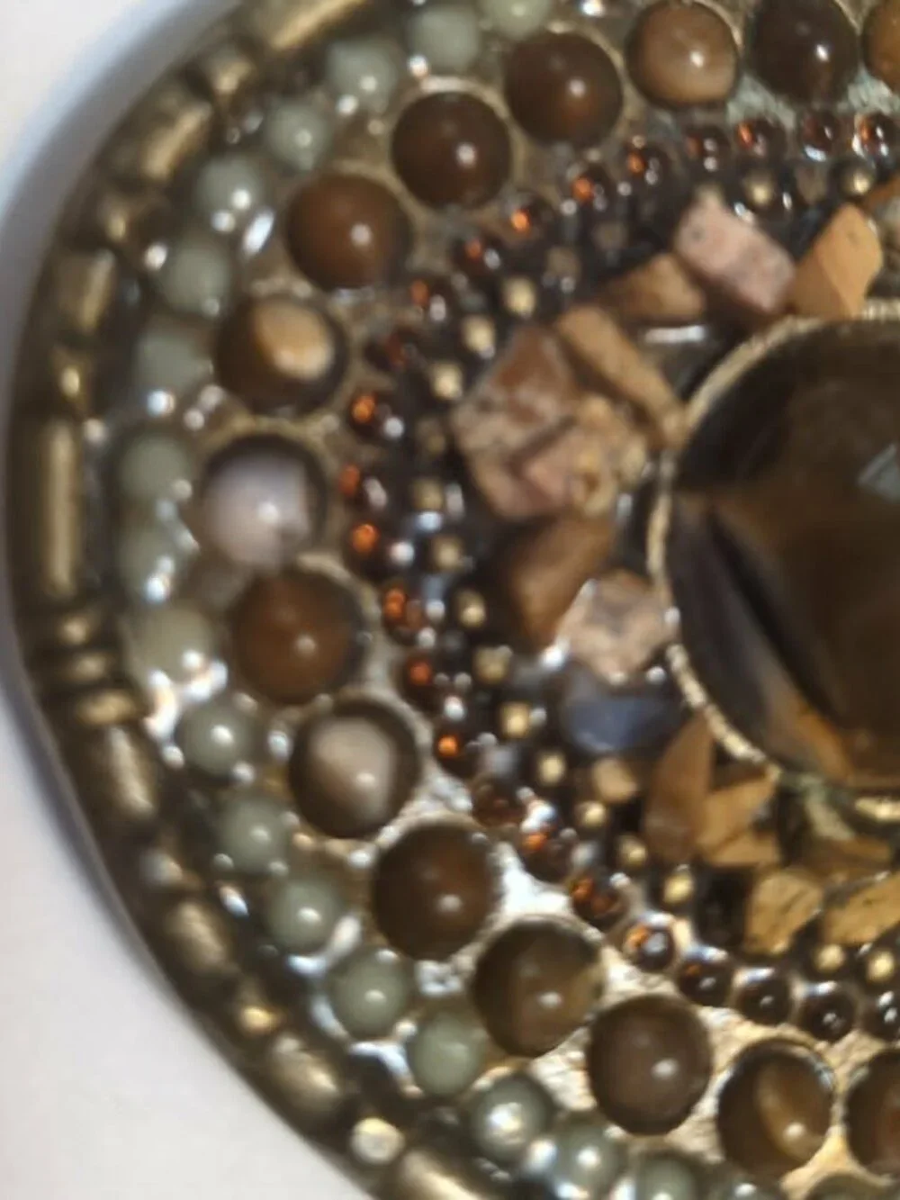 Vintage Stone Bronze Belt Buckle Brown Agate Cabochon Earthy Tones Southwestern